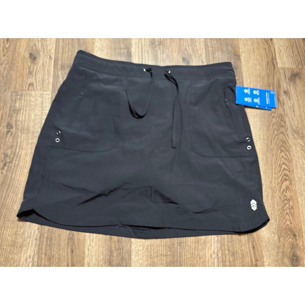 Free Country Skort Women Size L (12/14) Black Skirt Activewear UPF 50 Stretch